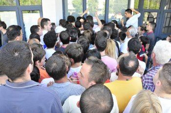 Fans in a row for a ticket 1