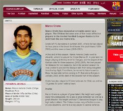 The official Barcelona website greets Oneta