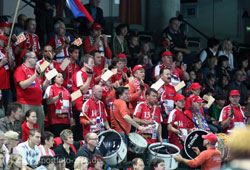 The Slovenian fans with their drums
