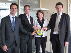 From left to right: Jacques Raynaud, Vice President, Peter Vargo EHFM Managing Director, Katharina Poggioli, Deputy Director Acquisitions, Laurent-Eric Le Lay, CEO